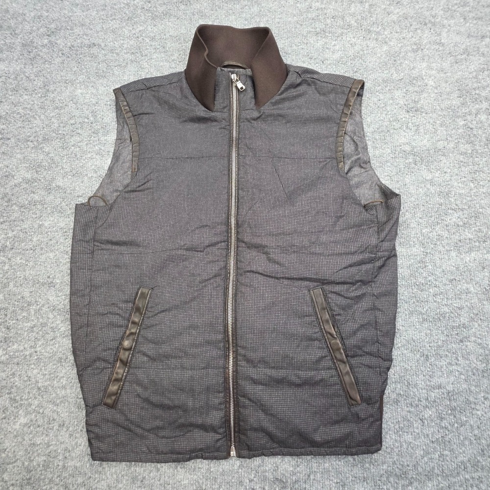 Hugo Boss Full Zip Vest Men's Large (40" Chest) Brown Leather Accent High Neck